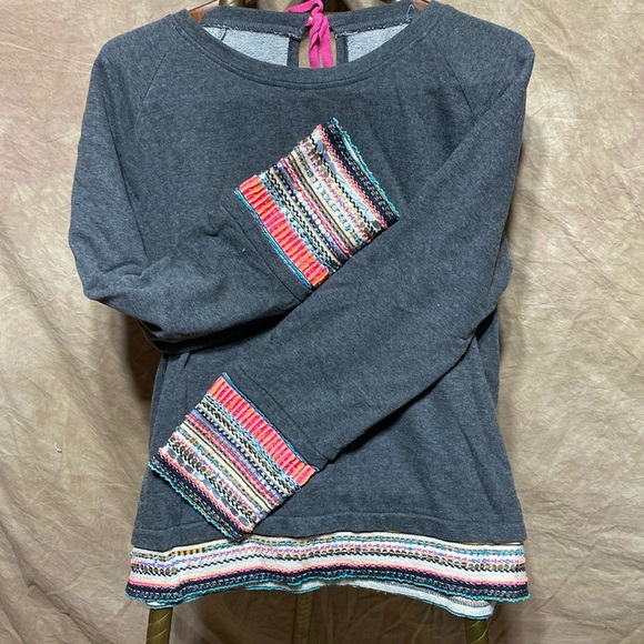 Beaded Embellishment added to a very soft cotton sweatshirt-cute ribbon tie back - Picture 1 of 4